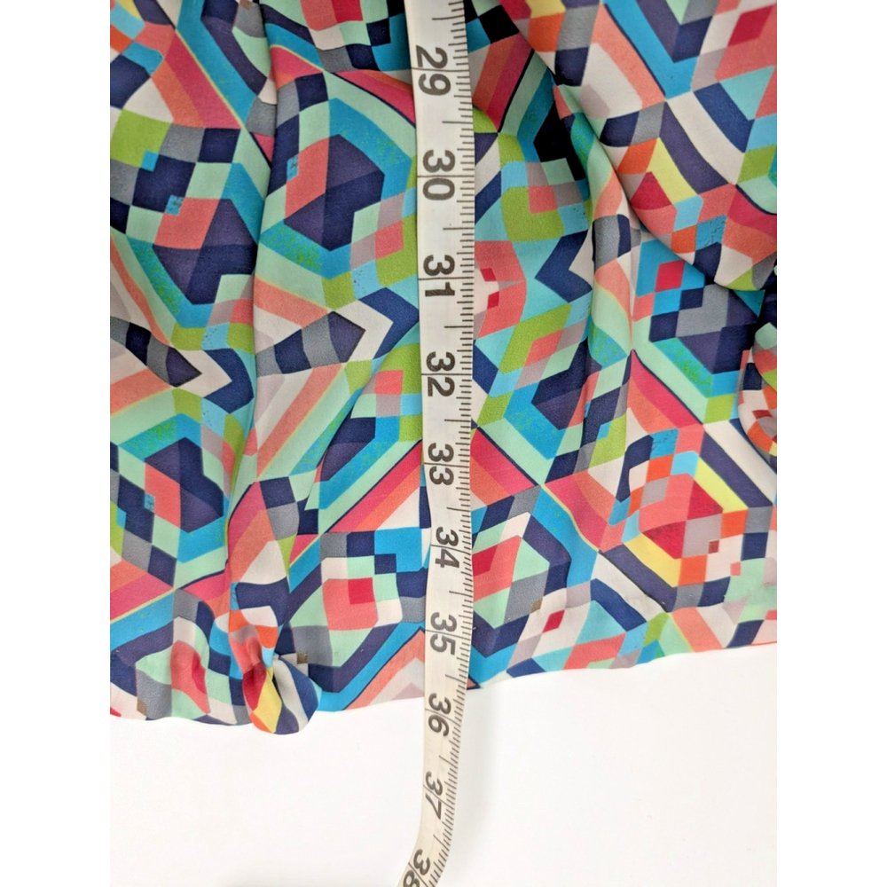 Anthropologie Eva Franco Midi Dress Mixed Media Denim Silk Sz 4 6 Geometric - Picture 12 of 12
